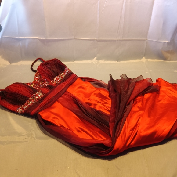 Multi color red gown - Picture 4 of 12